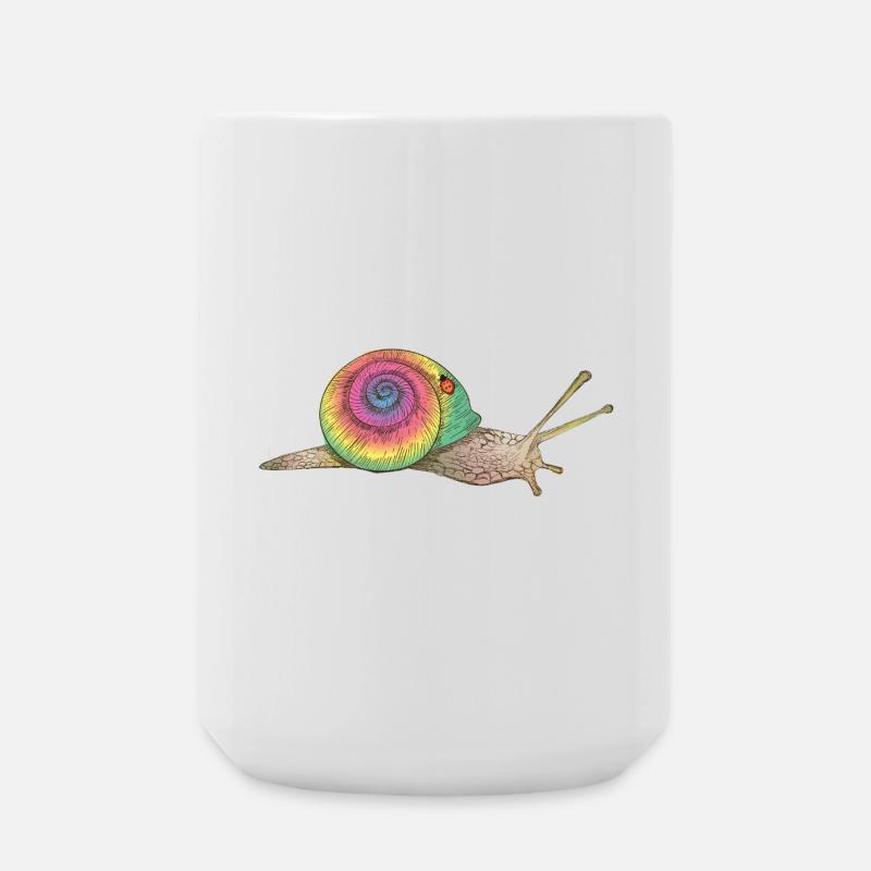 farbenfrohe Schnecke mit Regenbogengehäuse - Große Tasse 440 ml - Weiß