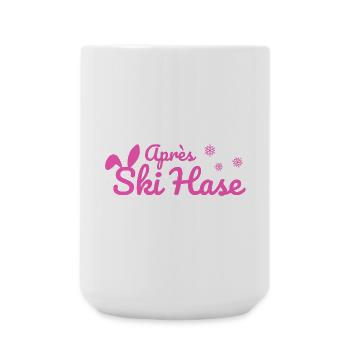 Apres Ski Hase Skihase Après Ski Party Schnee pink - Große Tasse 440 ml - Weiß - Vorne