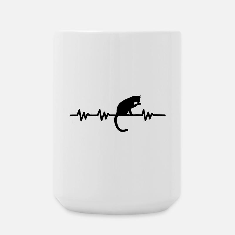 Herzschlag - Katze - Große Tasse 440 ml - Weiß