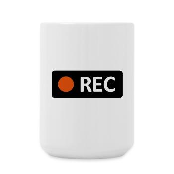 Camera REC recording button. Record, live, rec - Large Mug 440 ml - white - Front