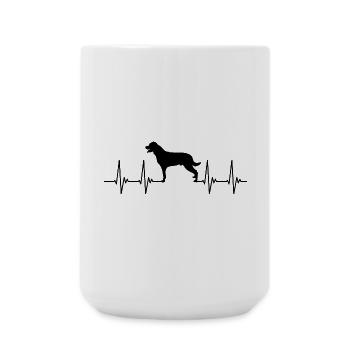 Rottweiler, fighting dog, heart, pulse, heartbeat dog - Large Mug 440 ml - white - Front