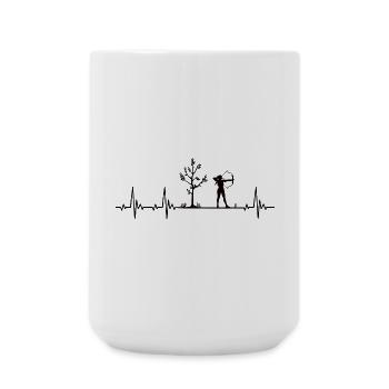 Archery Heartbeat with Archer Woman - Large Mug 440 ml - white - Front
