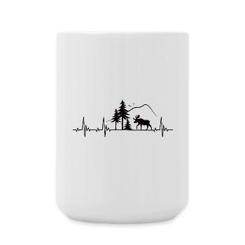 Moose heartbeat gift - Large Mug 440 ml - white - Front