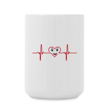 Cœur Joyeux Électrocardio - Grande tasse 440 ml - blanc - Devant