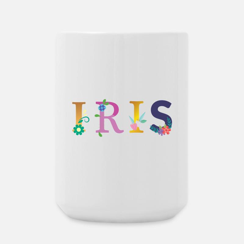 IRIS Name mit Blumen geschmückt - Große Tasse 440 ml - Weiß