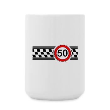 50s Race Check Motif Shirt - Large Mug 440 ml - white - Front