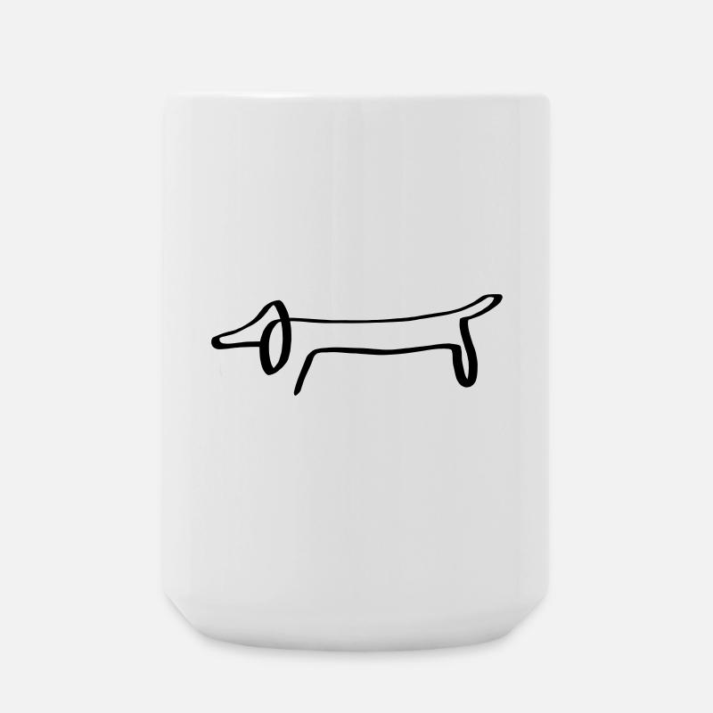 Linien Dackel - Große Tasse 440 ml - Weiß