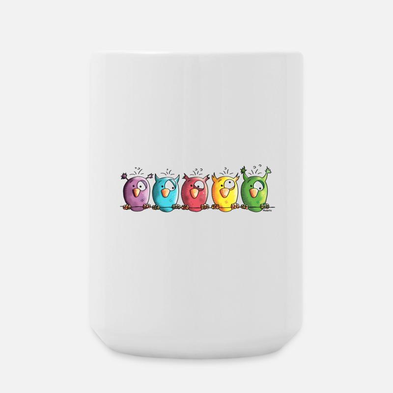 Funny Owls - Eule - Vogel - Große Tasse 440 ml - Weiß