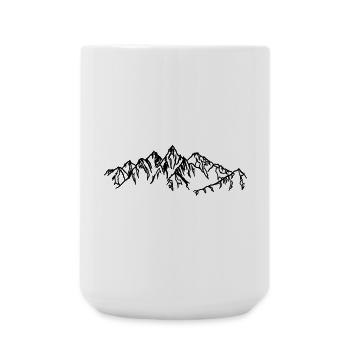 Mountains Black silhouettes in the fog - Large Mug 440 ml - white - Front