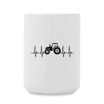 EKG, tractor, farmer, tractor driving, heartbeat - Large Mug 440 ml - white - Front