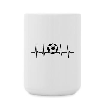 soccer ekg, pulse, heartbeat, soccer player, sport - Large Mug 440 ml - white - Front
