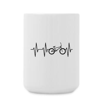 BMX Herzschlag Fahrrad Puls Symbol Freestyle Park - Große Tasse 440 ml - Weiß - Vorne