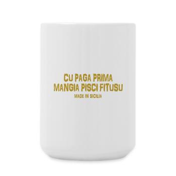 Trinacria t-shirt Sicily Sicilian proverb - Large Mug 440 ml - white - Front