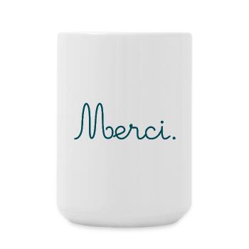 MERCI. THANKS. THANK YOU. ANNIVERSAIRE. NAISSANCE. - Grande tasse 440 ml - blanc - Devant
