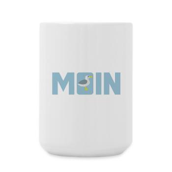 Moin Möwe Meer norddeutsch plattdeutsch Küste Fan - Große Tasse 440 ml - Weiß - Vorne