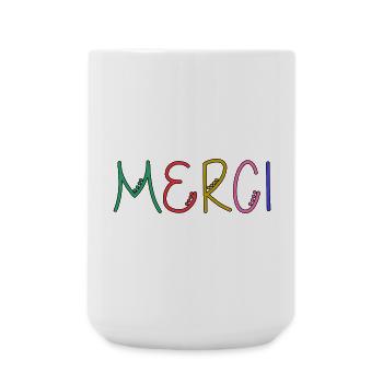 THANK YOU. THANKS. THANK YOU. ANNIVERSARY. BIRTH. - Large Mug 440 ml - white - Front