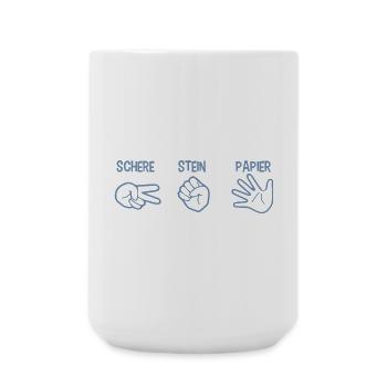 Schere Stein Papier Spiel Handspiel Silhouette - Große Tasse 440 ml - Weiß - Vorne