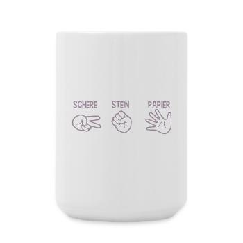 Schere Stein Papier Spiel Handspiel Silhouette - Große Tasse 440 ml - Weiß - Vorne