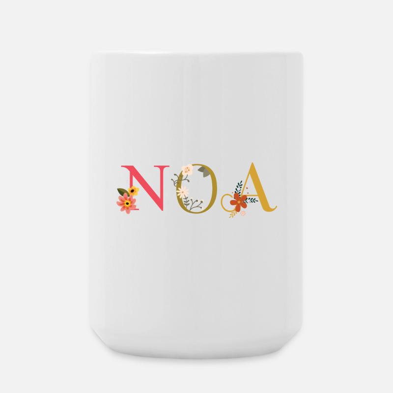 Nom de l’ANO décoré de fleurs - Grande tasse 440 ml - blanc