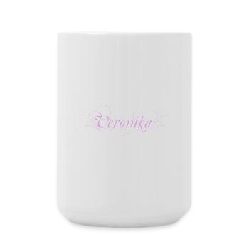 Lettrage VERONIKA avec lignes décoratives - Grande tasse 440 ml - blanc - Devant