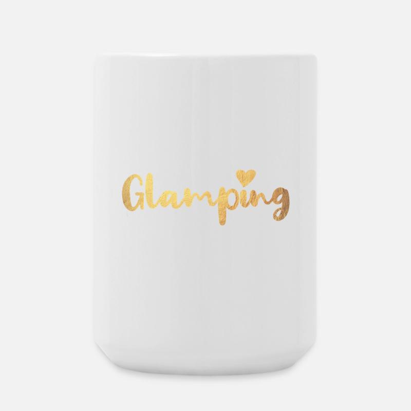 Glamping Herz Gold Luxus Camping Camper - Große Tasse 440 ml - Weiß