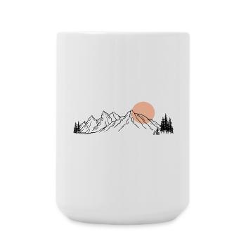 Sunset Ride Line Art on Black - Large Mug 440 ml - white - Front