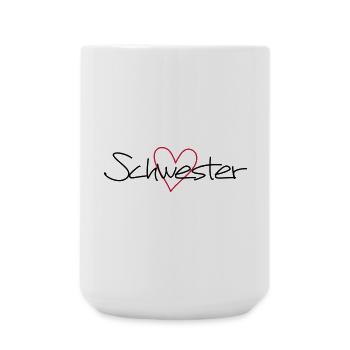 Herz Schwester Schwesterherz Geschenk Liebe - Große Tasse 440 ml - Weiß - Vorne