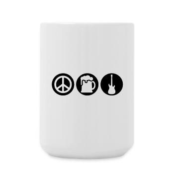 Peace | Beer | Rock | Frieden | Bier | Rock & Roll - Grande tasse 440 ml - blanc - Devant
