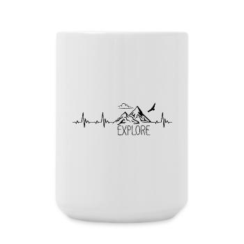 Explore Mountain Mountain Heartbeat Frequency Pulse ECG - Large Mug 440 ml - white - Front