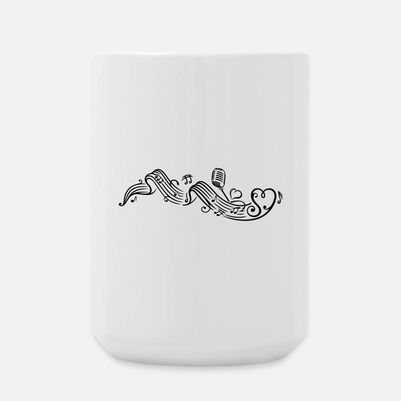 Music sheet with microphon, music notes and clef - Large Mug 440 ml - white