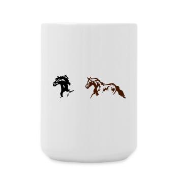 Chevaux, poneys, animaux, étalon, - Grande tasse 440 ml - blanc - Devant