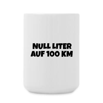 Null Liter auf 100 Km Fahrrad Spruch - Große Tasse 440 ml - Weiß - Vorne