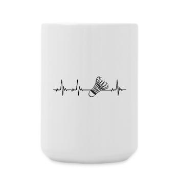 Badminton Heartbeat for Badminton Players - Large Mug 440 ml - white - Front