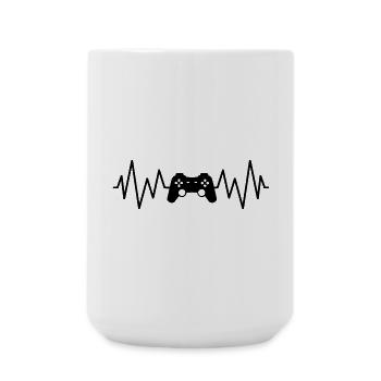 Video game controller gamer, geek heart rate - Large Mug 440 ml - white - Front