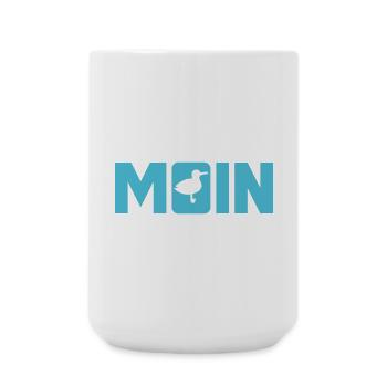 Moin Möwe coole Sprüche Küste Nordsee Meer Fan - Große Tasse 440 ml - Weiß - Vorne