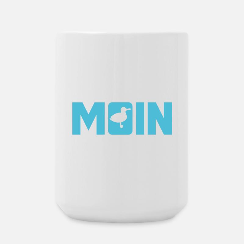 Moin Möwe coole Sprüche Küste Nordsee Meer Fan - Große Tasse 440 ml - Weiß
