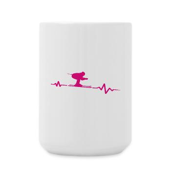 Herzschlag Skifahrerin Passion Kardiogramm - Große Tasse 440 ml - Weiß - Vorne