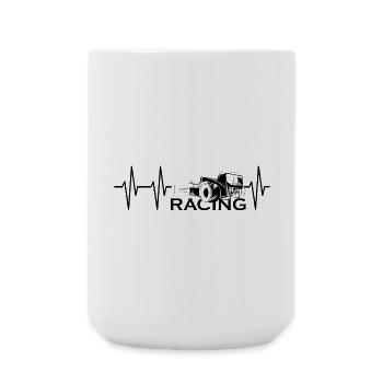 croquis de formule de battement de cœur icône de voitures de course pulse - Grande tasse 440 ml - blanc - Devant