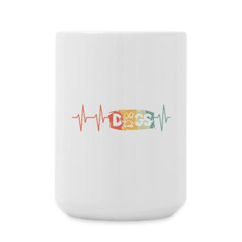 Pulse chiens signe logo rétro vintage battement de coeur - Grande tasse 440 ml - blanc - Devant