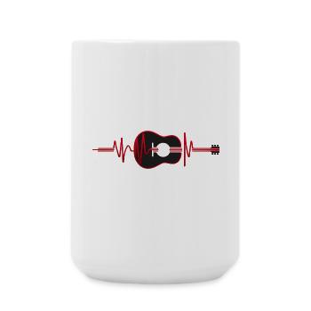 Silhouette einer Gitarre in einem Herzschlag. - Große Tasse 440 ml - Weiß - Vorne