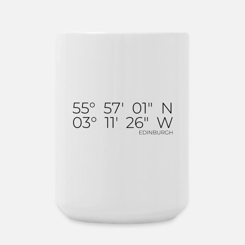 Coordinates: Edinburgh, Scotland - Large Mug 440 ml - white