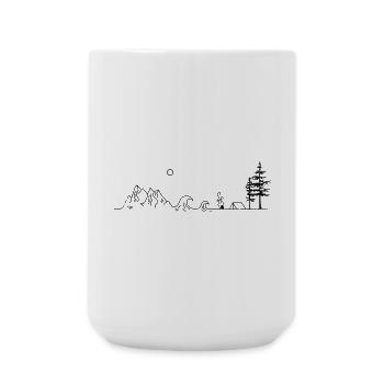 Ligne de montagne, vagues et camping - Grande tasse 440 ml - blanc - Devant