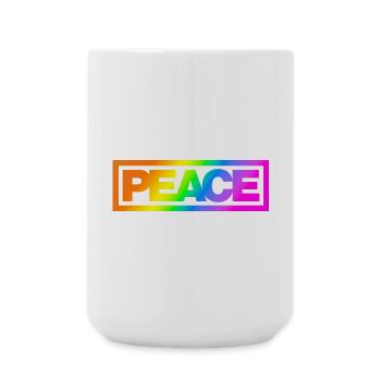 Typo PEACE Rainbowcolours - Große Tasse 440 ml - Weiß - Vorne