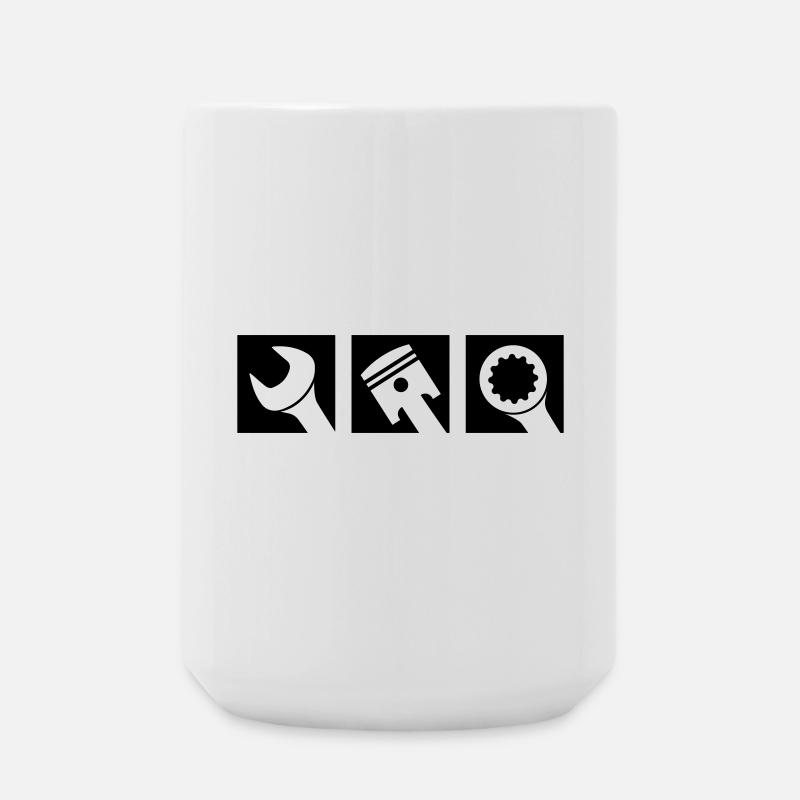 Kolben und Schraubenschlüssel Logo - Große Tasse 440 ml - Weiß