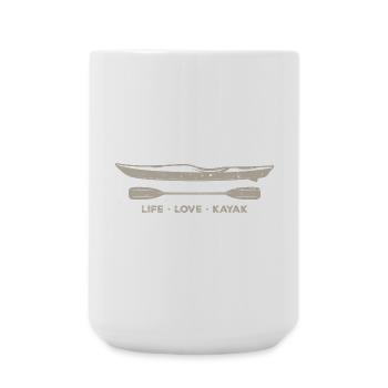 Life Love Kayak Emblem - Large Mug 440 ml - white - Front