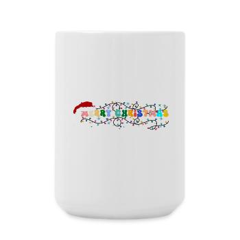 Bunter Weihnachts Schriftzug - Große Tasse 440 ml - Weiß - Vorne