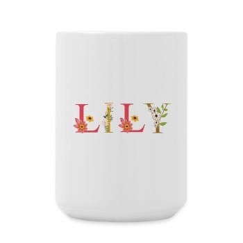 LILY name decorated with flowers - Large Mug 440 ml - white - Front