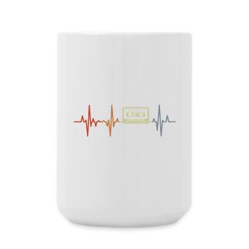 Herzlinie 80er Kassette - Große Tasse 440 ml - Weiß - Vorne