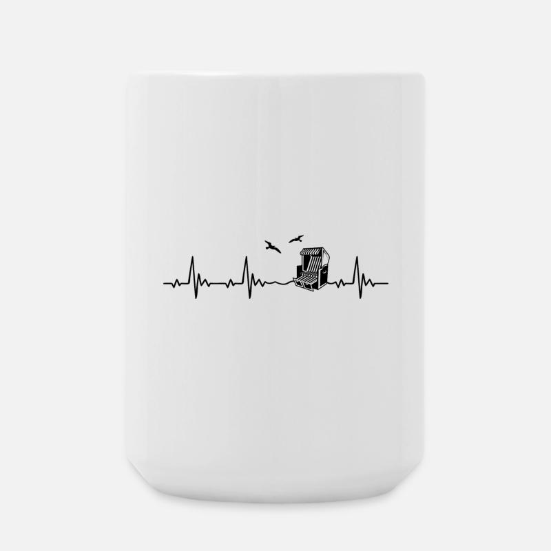 Strandkorb Ostsee Nordsee Heartbeat Frequenz Puls - Große Tasse 440 ml - Weiß