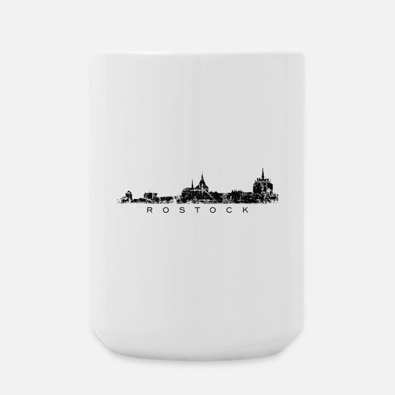 Rostocker Skyline (Vintage Schwarz) Rostock - Große Tasse 440 ml - Weiß